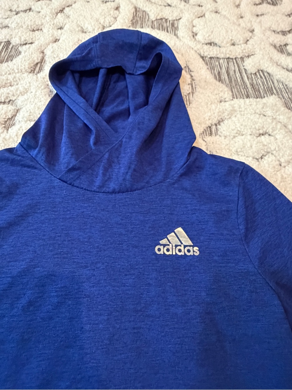 Adidas Girls' Royal Blue Hooded Ruffle Long-Sleeve Top Climalite 10/12 EUC - Picture 3 of 4